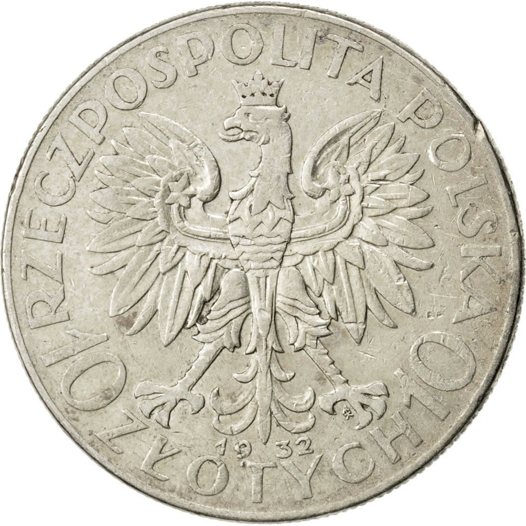 Polonia, 10 Zlotych, 1932, Warsaw, BB, Argento, KM:22