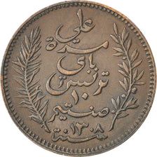 TUNISIA, 10 Centimes, 1891, Paris, KM #222, AU(50-53), Bronze, 9.97