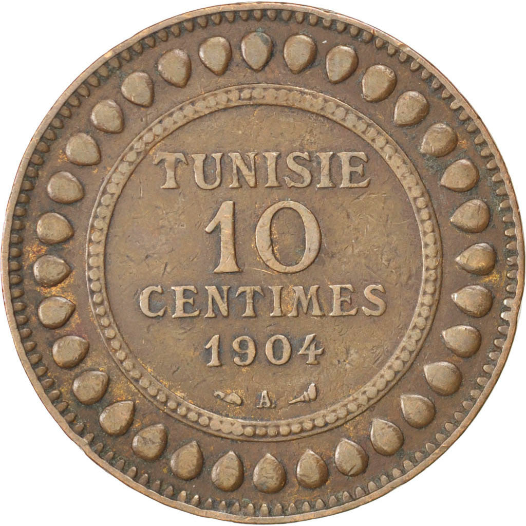 Coin, Tunisia, Muhammad al-Hadi Bey, 10 Centimes, 1904, Paris, EF(40-45)