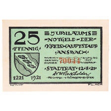 Banknote, Germany, Ansbach, 25 Pfennig, personnage, 1921, 1921-08-12