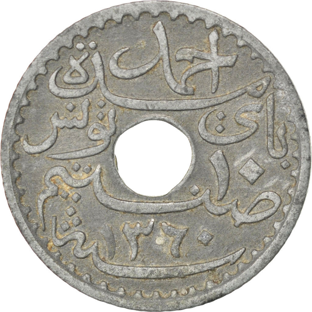 Münze, Tunesien, Ahmad Pasha Bey, 10 Centimes, 1941, Paris, SS, Zinc, KM:267