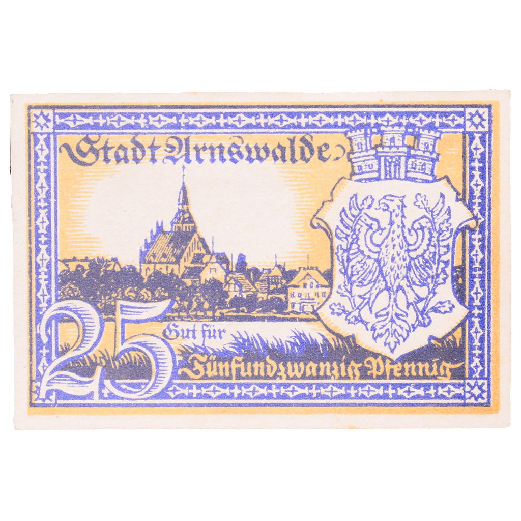 Banknote, Germany, Arnswalde Stadt, 25 Pfennig, château, 1920, 1920-08-01