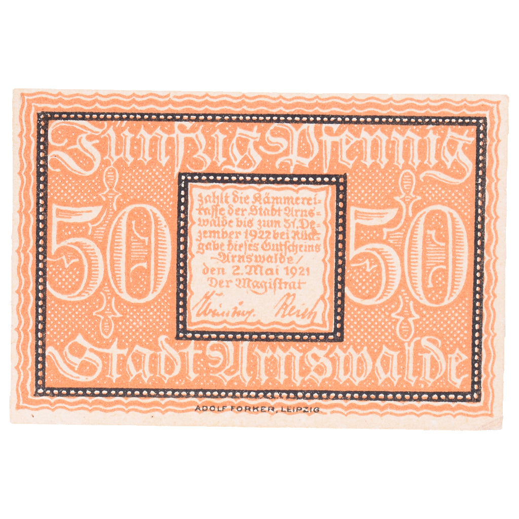 Banknote, Germany, Arnswalde Stadt, 50 Pfennig, château, 1920, 1920-08-01