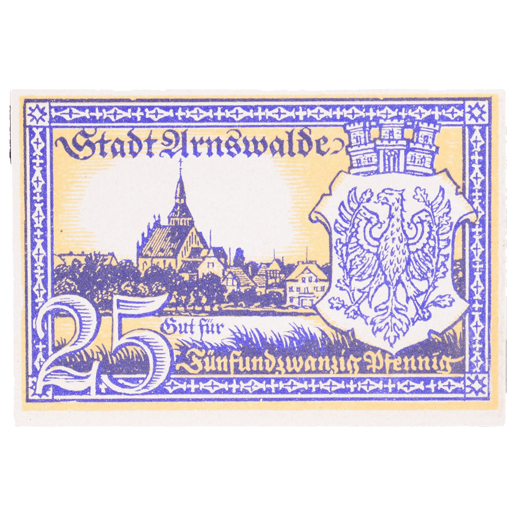 Banknote, Germany, Arnswalde Stadt, 25 Pfennig, château, 1920, 1920-08-01
