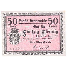 Banknote, Germany, Arnswalde Stadt, 50 Pfennig, Blason, 1919, 1919-04-01