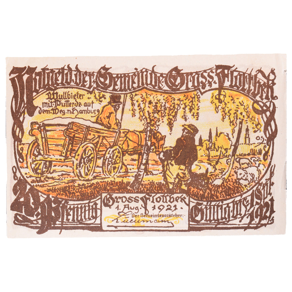 Banknote, Germany, Groß-Flottbek Gemeinde, 20 Pfennig, calèche, 1921