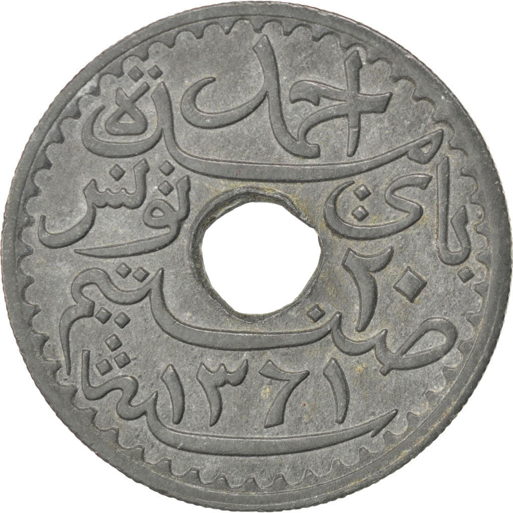 Monnaie, Tunisie, Ahmad Pasha Bey, 20 Centimes, 1942, Paris, SPL, Zinc, KM:268