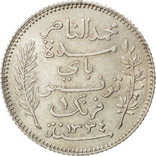 Monnaie, Tunisie, Muhammad al-Nasir Bey, Franc, 1915, Paris, SUP, Argent, KM:238