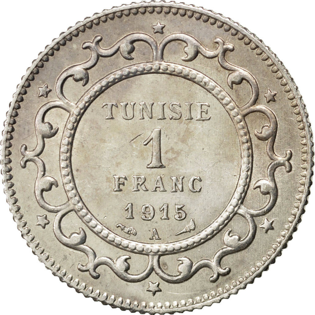 Monnaie, Tunisie, Muhammad al-Nasir Bey, Franc, 1915, Paris, SUP, Argent, KM:238