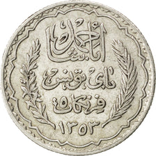 TUNISIA, 5 Francs, 1934, Paris, KM #261, AU(50-53), Silver, 4.94