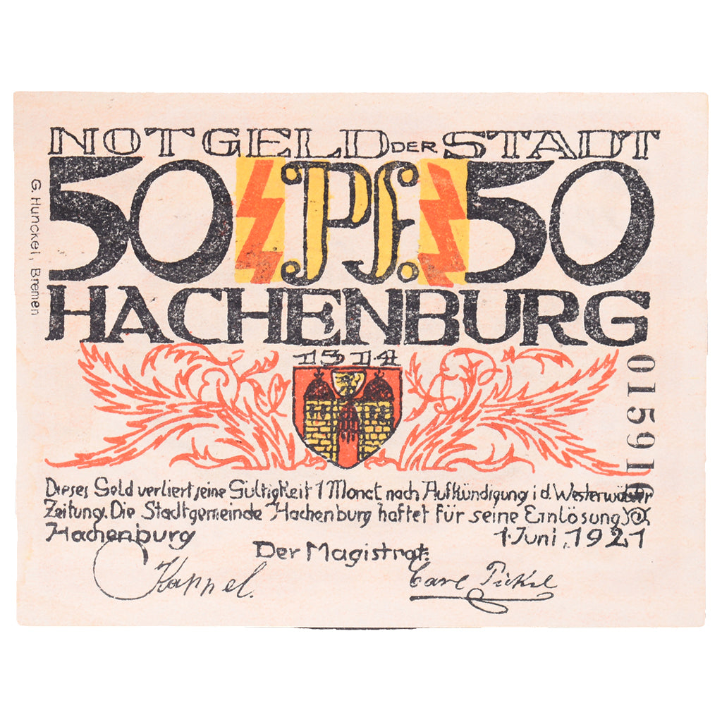 Billet, Allemagne, Hachenburg, 50 Pfennig, village 1, 1921, 1921-06-01, SUP+