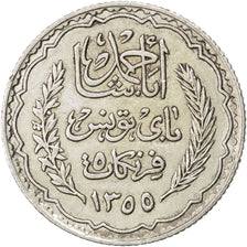 TUNISIA, 5 Francs, 1936, Paris, KM #261, AU(50-53), Silver, 5.00