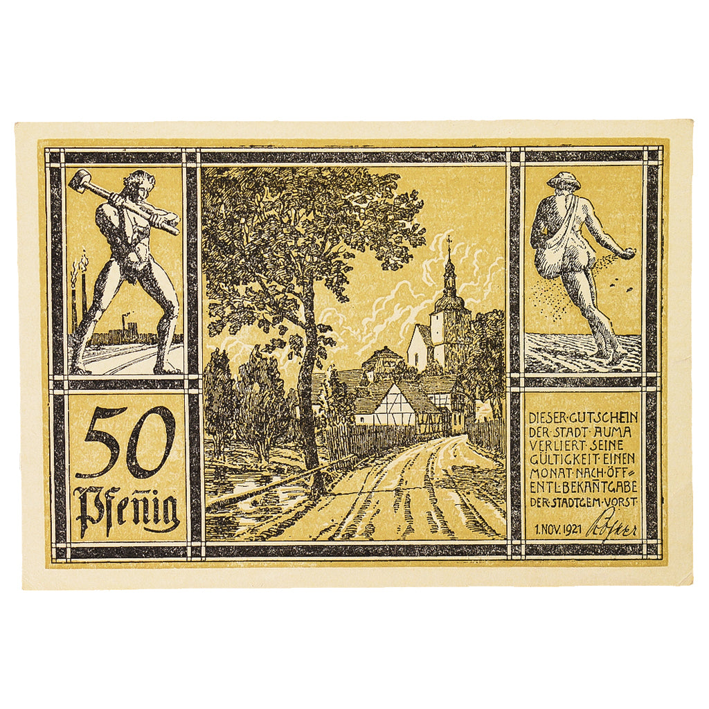 Banknote, Germany, Auma, 50 Pfennig, aigle 3, 1921, 1921-04-01, UNC(60-62)