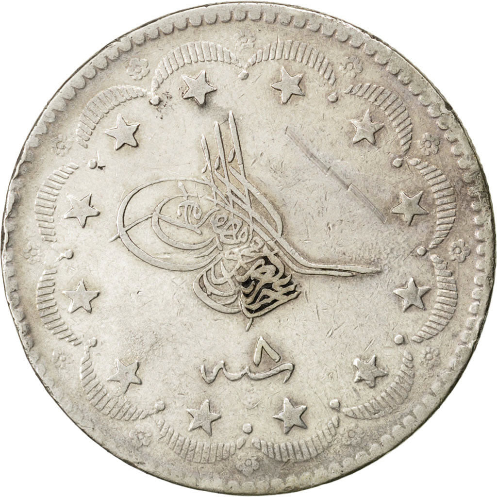 TURKEY, 20 Kurush, 1867, Qustantiniyah, KM #693, EF(40-45), Silver, 23.97