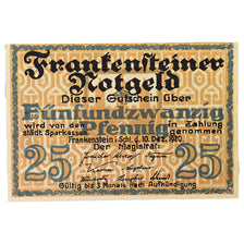 Banknote, Germany, Frankenstein Stadt, 25 Pfennig, ruelle, 1920, 1920-12-10