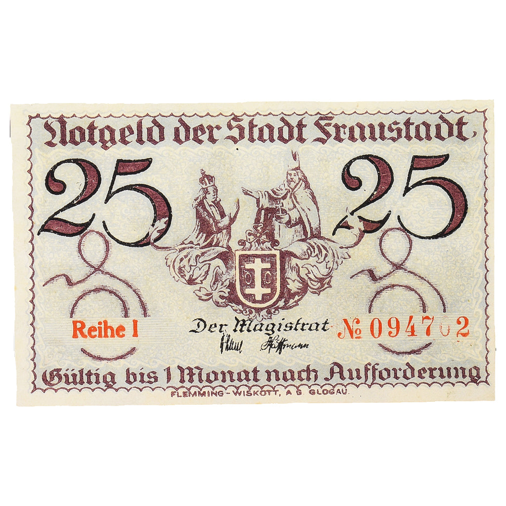 Geldschein, Deutschland, Fraustadt Stadt, 25 Pfennig, valeur faciale, VZ