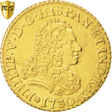 Spain, Philip V, 2 Escudos, 1730, Madrid, KM:352, PCGS AU55