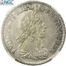 France, Louis XIII, 1/4 d'écu d'argent, 1643 Paris (rose), NGC UNC Details