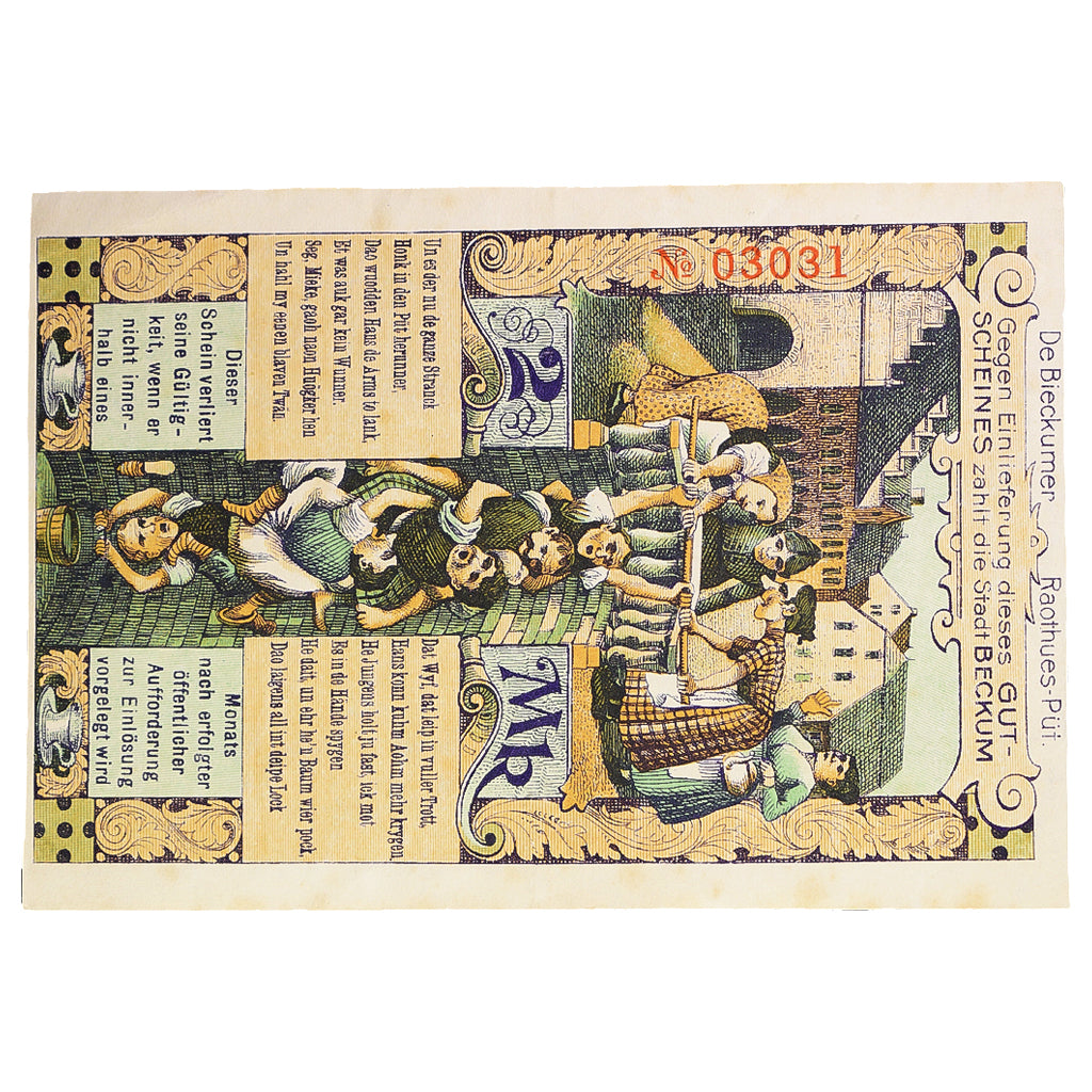 Banknote, Germany, Beckum Stadt, 2 Mark, personnage, 1918, UNC(60-62)