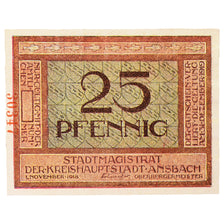 Banknote, Germany, Ansbach Stadt, 25 Pfennig, cavalier 1, 1919, 1919-12-31
