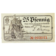 Banknote, Germany, Emden Stadt, 25 Pfennig, bateau, 1918, 1918-12-15