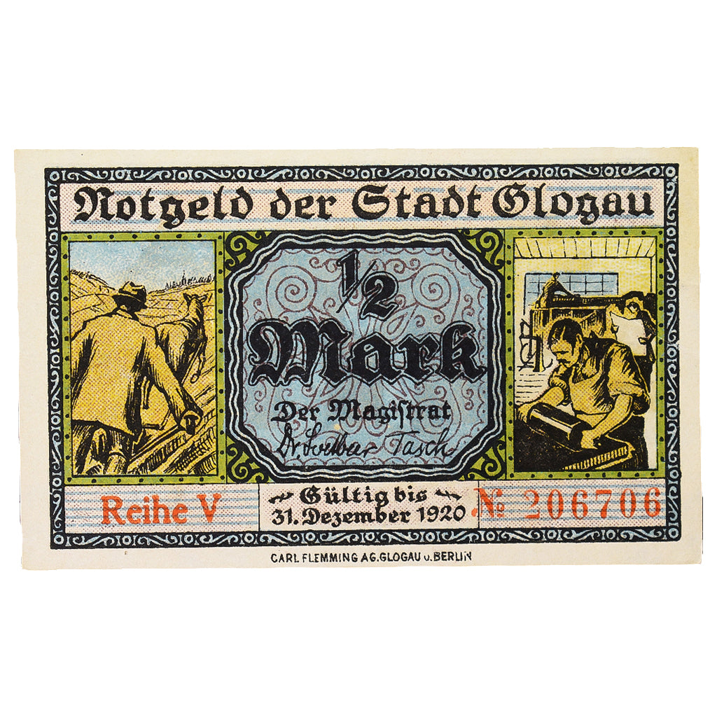 Billet, Allemagne, Glogau Stadt, 50 Pfennig, pont 1, 1920, 1920-12-31, SUP+