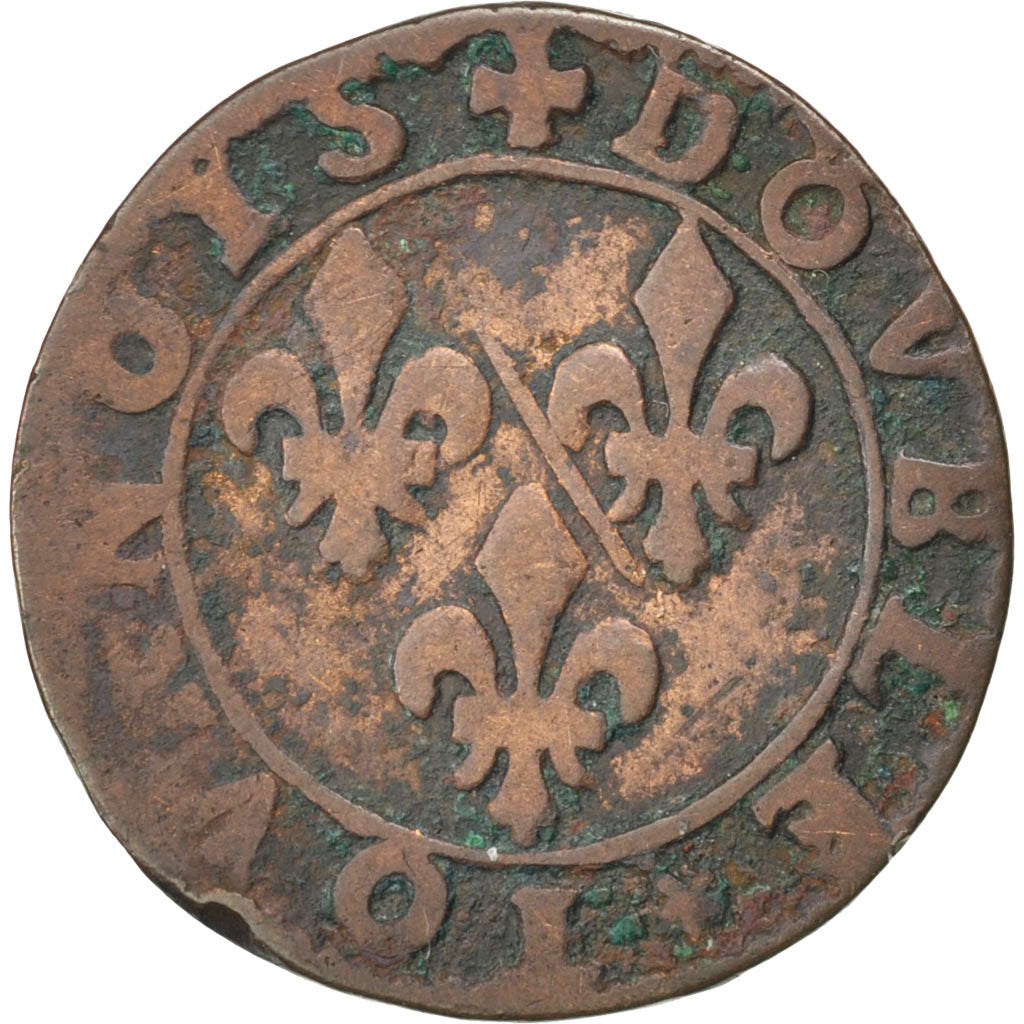 FRANCE, Double Tournois, VF(20-25), Copper, CGKL #662, 2.68
