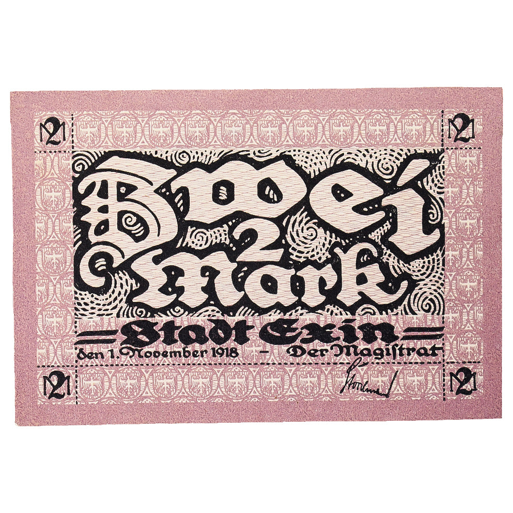 Banknote, Germany, Exin Stadt, 2 Mark, village, 1918, 1921-04-01, UNC(60-62)