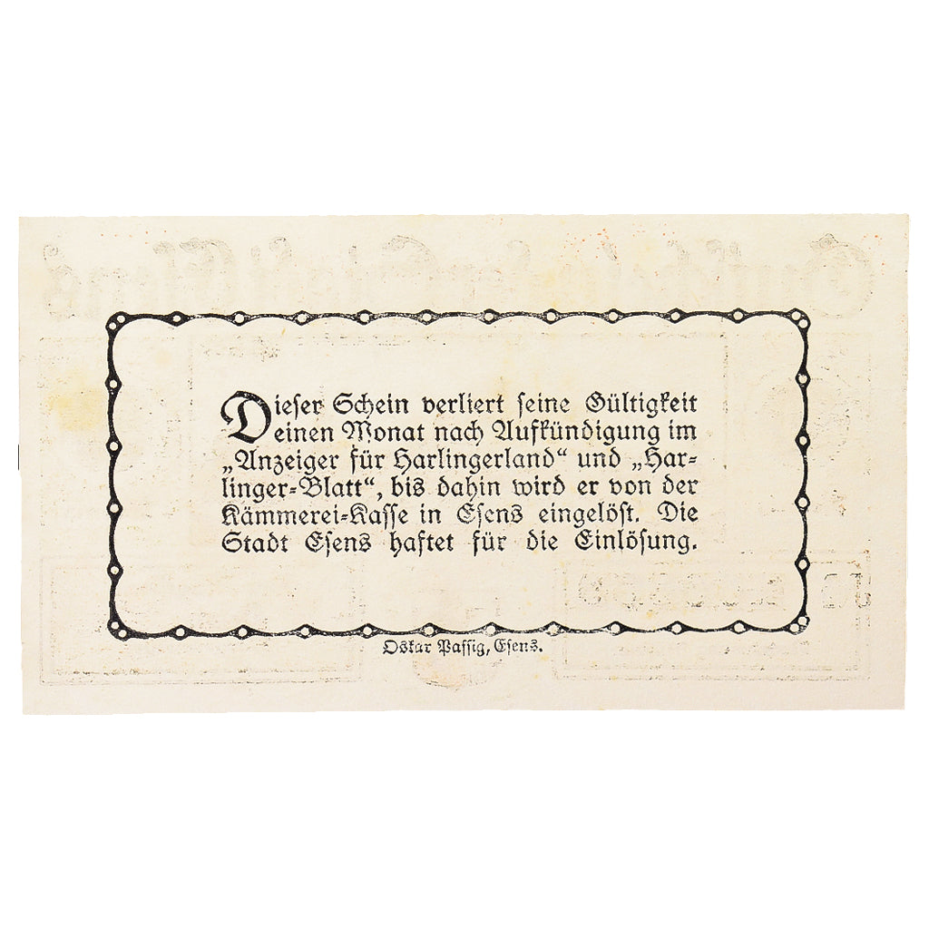 Banknote, Germany, Esens Stadt, 50 Pfennig, village, UNC(60-62), Mehl:E29.3