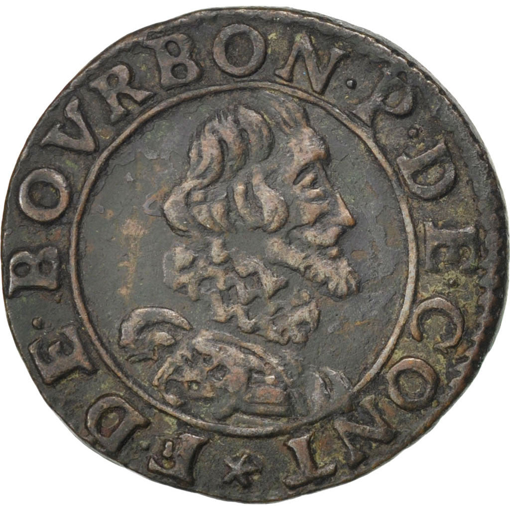 Monnaie, FRENCH STATES, CHATEAU-RENAUD, 2 Deniers, Tournois, TTB+, Cuivre