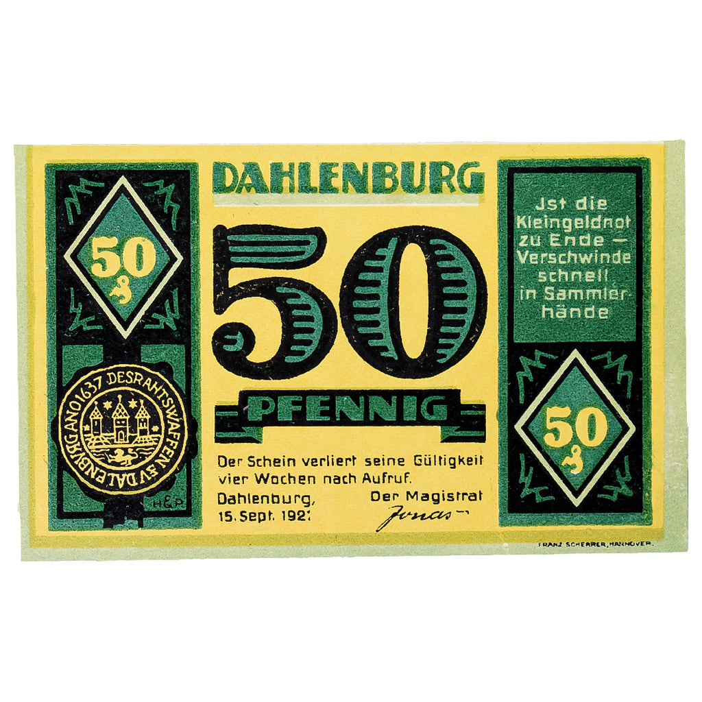Banknote, Germany, Dahlenburg, 50 Pfennig, personnage, 1921, 1921-09-15