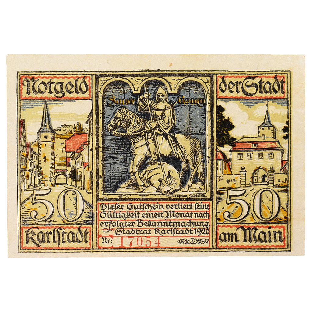 Billet, Allemagne, Karlstadt a.M. Stadt, 50 Pfennig, Batiment, 1920, SUP+