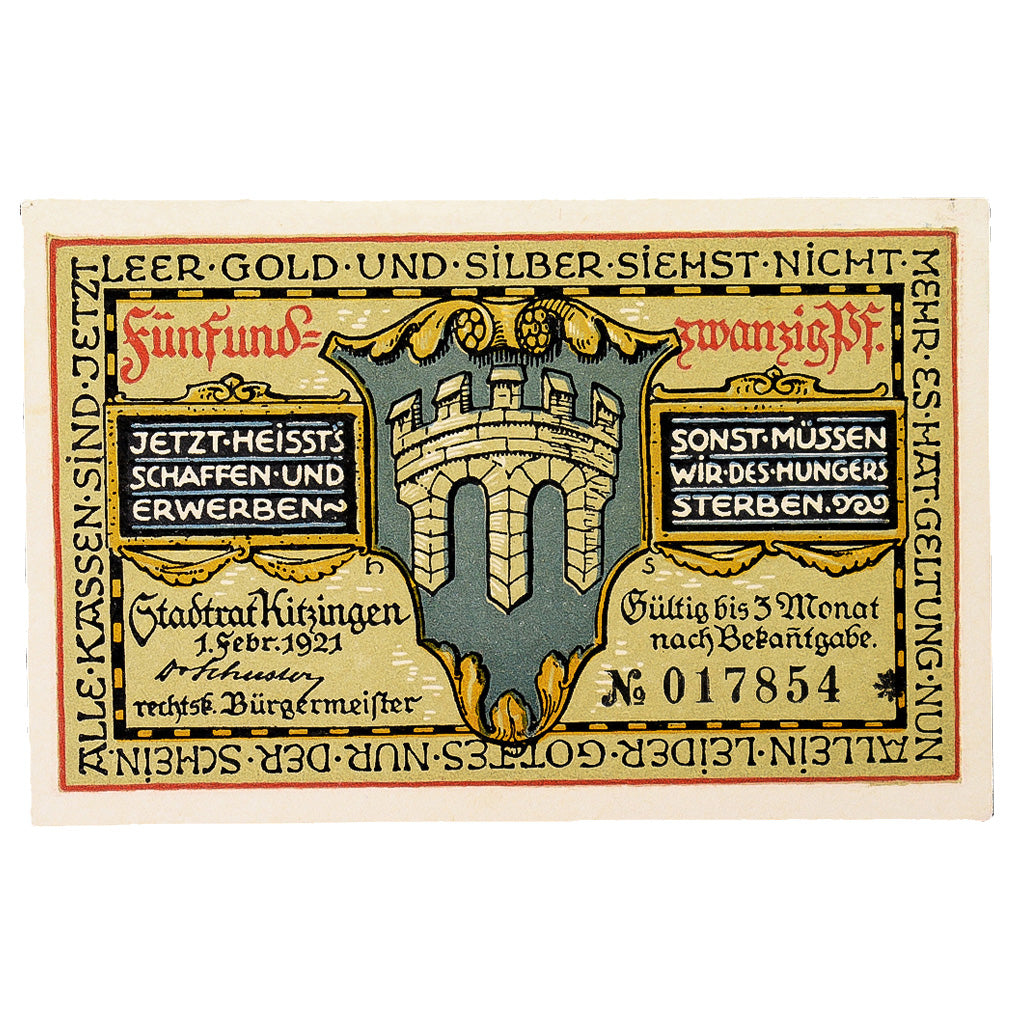 Banknote, Germany, Kitzingen Stadt, 25 Pfennig, personnage 1, 1921, 1921-02-01