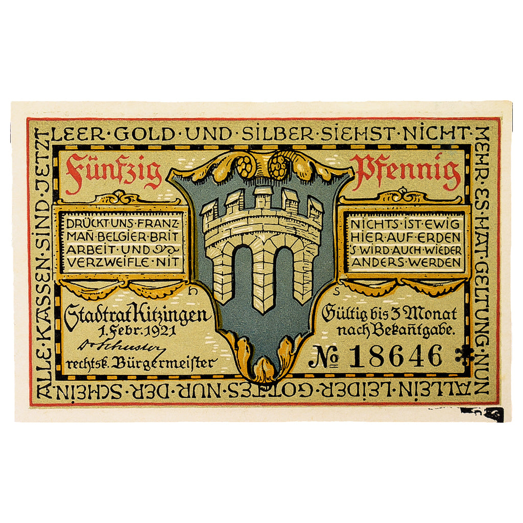 Banknote, Germany, Kitzingen Stadt, 50 Pfennig, personnage 2, 1921, 1921-02-01