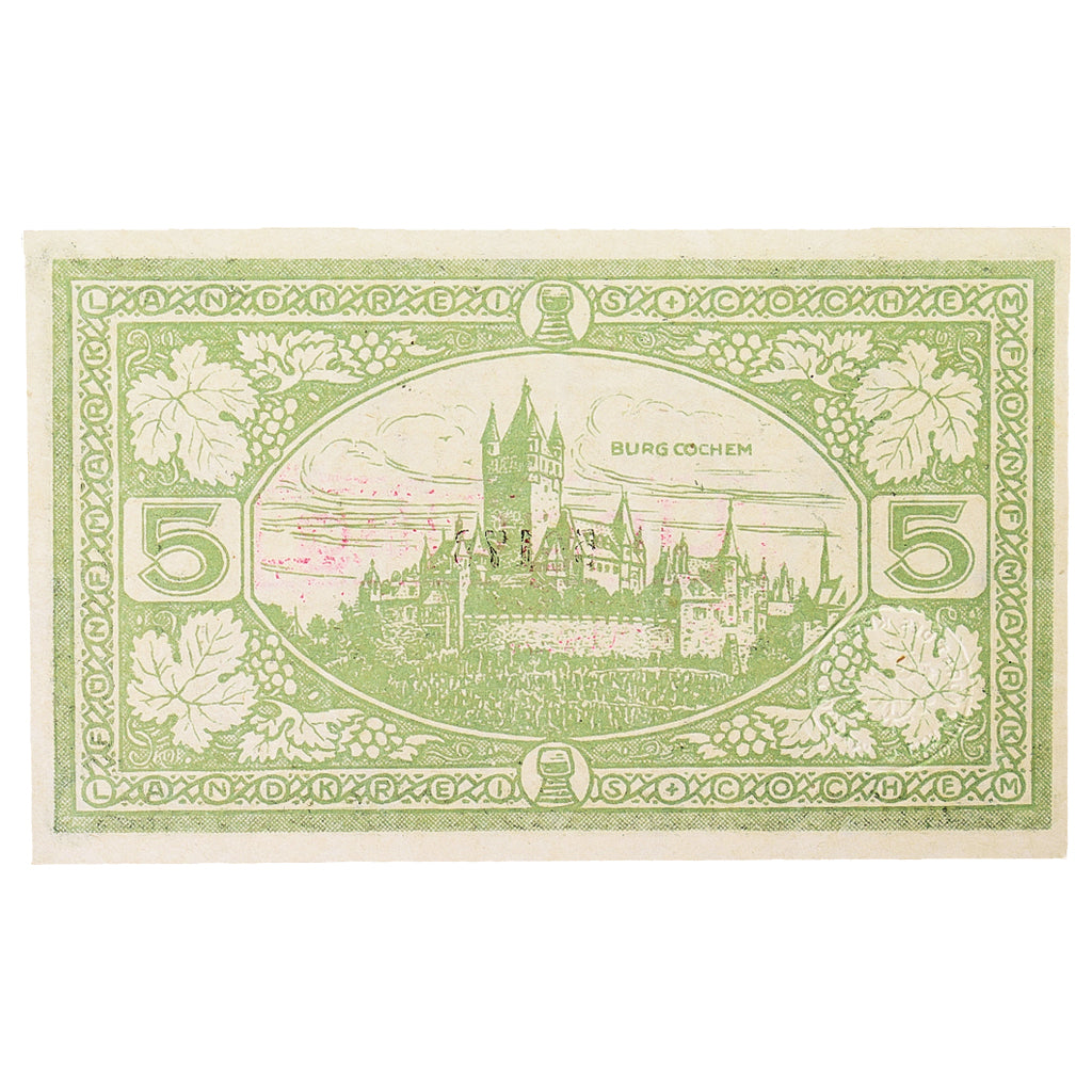 Banconote, Germania, Cochem Landkreis, 5 Mark, paysage 12, 1918, 1918-11-19
