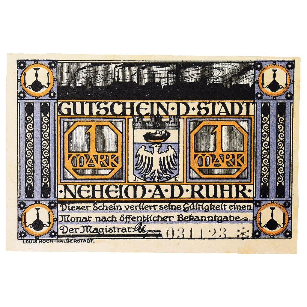 Banknote, Germany, Neheim a.d. Ruhr Gemeinde, 1 Mark, batiment 3, UNC(60-62)
