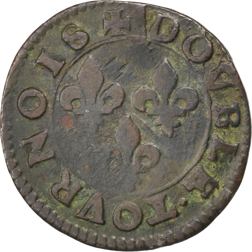 Münze, FRENCH STATES, CHATEAU-RENAUD, 2 Deniers, Tournois, S+, Kupfer, CGKL:674