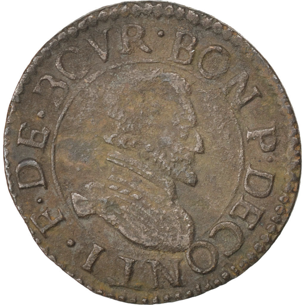 FRENCH STATES, 2 Deniers, Tournois, KM #5, EF(40-45), Copper, CGKL #674, 1.97