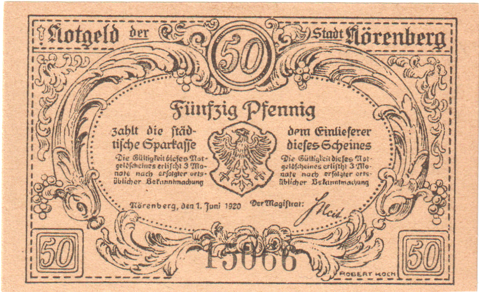 Banconote, Germania, Norenberg Stadt, 50 Pfennig, Animaux, 1920, 1920-06-01