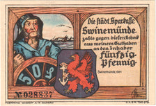 Nota, Alemanha, Swinemünde, 50 Pfennig, bateau, Undated (1922), UNC(65-70)