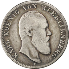 GERMAN STATES, 2 Mark, 1876, Freudenstadt, KM #626, VF(20-25), Silver, 10.82