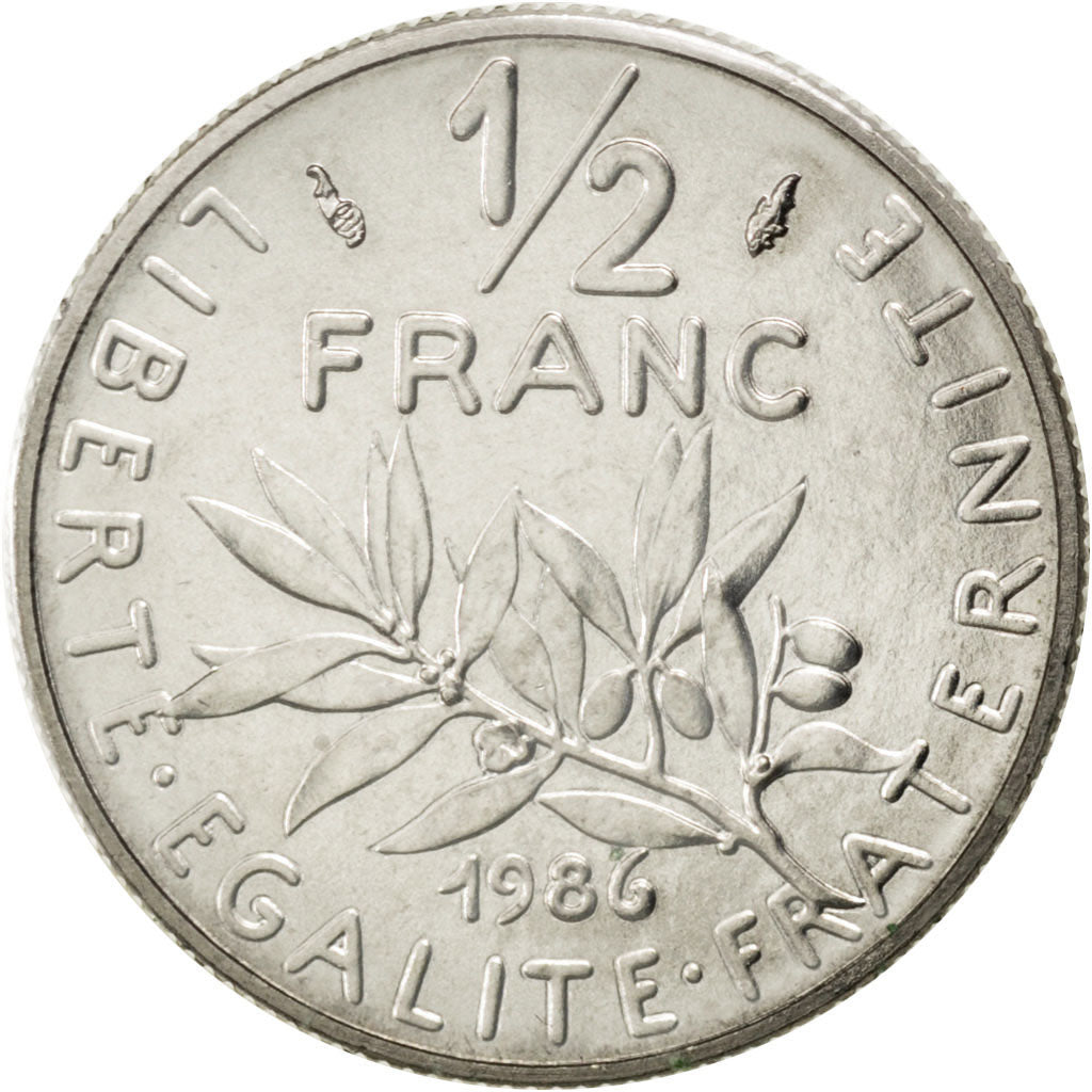 FRANCE, Semeuse, 1/2 Franc, 1986, Paris, KM #931.1, MS(65-70), Nickel, 19.5,...