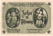 Banknote, Germany, Oberweißbach, Cursdorf Deesbach und Lichtenhain Gemeinden
