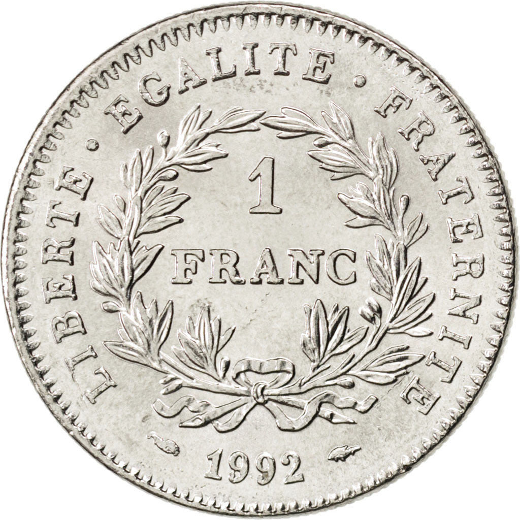 FRANCE, République, Franc, 1992, Paris, KM #1004.1, MS(63), Nickel, 24, Gadoury