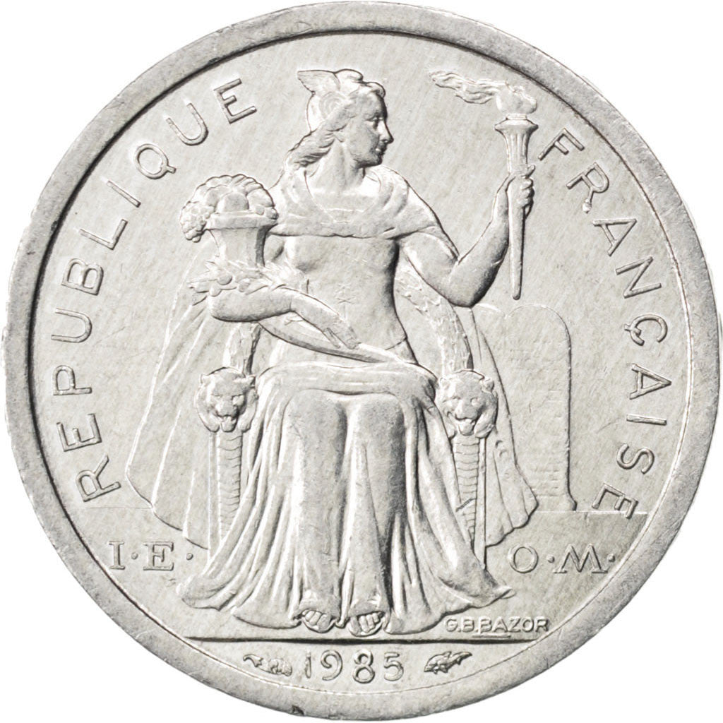 NEW CALEDONIA, Franc, 1985, Paris, KM #10, MS(63), Aluminum, 23, Lecompte #47,..