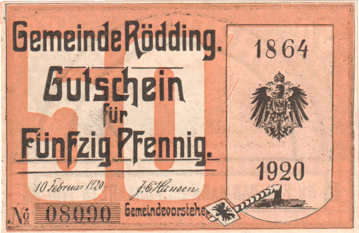 Germany, Rödding, 50 Pfennig, 1920-02-10, UNC(63)