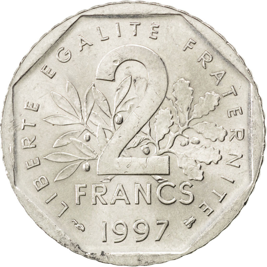 Moneta, Francja, Semeuse, 2 Francs, 1997, MS(63), Nikiel, KM:942.1, Gadoury:547