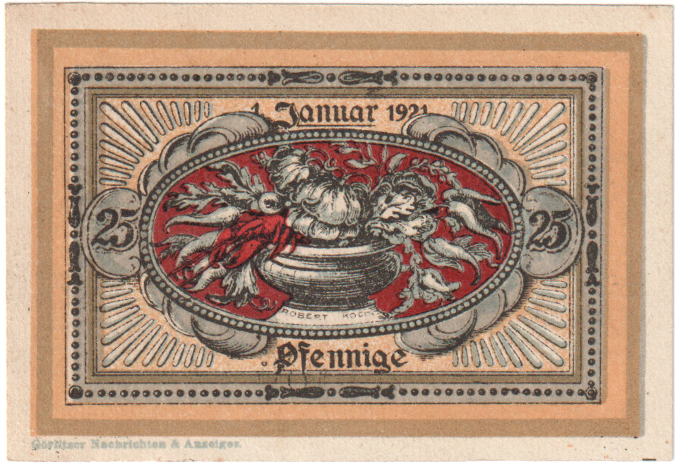 Banknote, Germany, Norenberg, 25 Pfennig, aigle, 1921, UNC(63), Mehl:979.41a