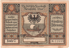 Banknote, Germany, Neusalz, 50 Pfennig, personnage, 1922, UNC(60-62), Mehl:960.1