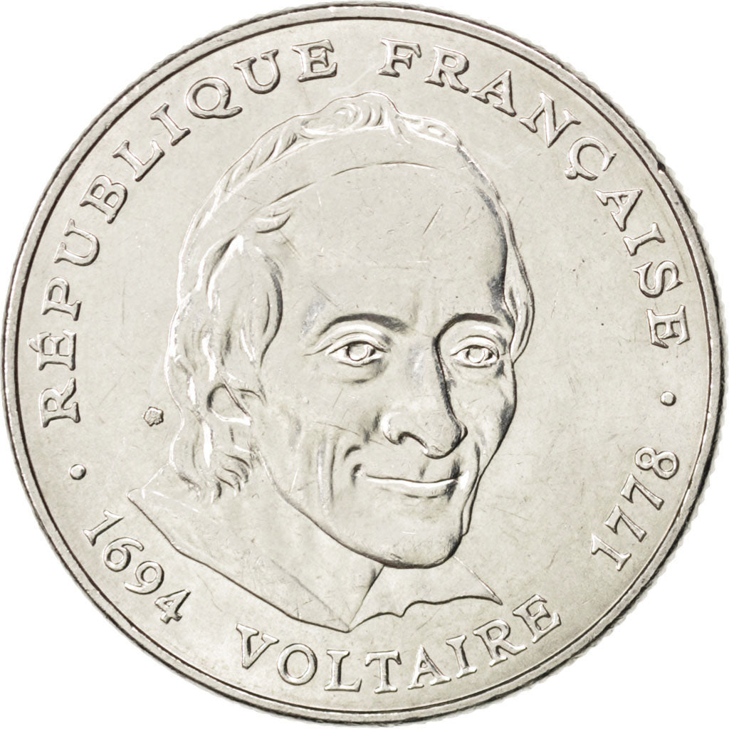 FRANCE, Voltaire, 5 Francs, 1994, Paris, KM #1063, MS(63), Nickel, 29, Gadoury..